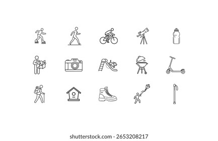 Outdoor activity icons rollerblading walking