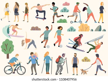 Outdoor activity illustration, doodle, drawing, vector