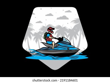 outdoor activity motor boat sport on the beach illustration design