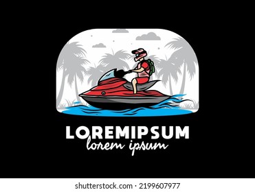 outdoor activity motor boat sport on the beach illustration design