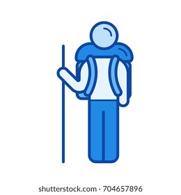 Outdoor activity vector line icon isolated on white background. Outdoor activity line icon for infographic, website or app. Blue icon designed on a grid system.
