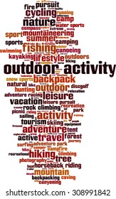 Outdoor activity word cloud concept. Vector illustration