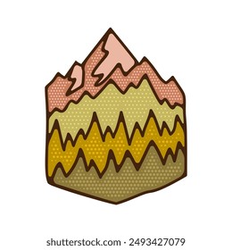 Outdoor adventure badge. Camping adventure label in retro style. Forest Mountain logo graphics for t-shirt. Stock vector artwork