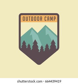 Outdoor adventure badge and camping logo emblem
