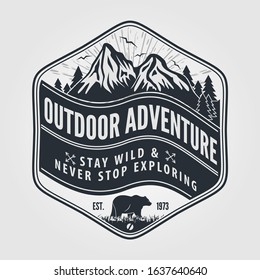 Outdoor Adventure badge design. Vintage style vector illustration.