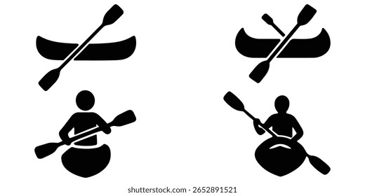 Outdoor adventure captured in black kayak paddling silhouettes.