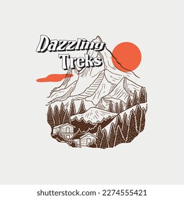 Outdoor adventure dazzling trek Illustration logo vector