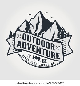 Outdoor Adventure design template. Vintage style vector illustration.