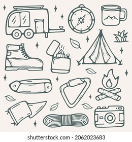 outdoor adventure doodle illustration vector