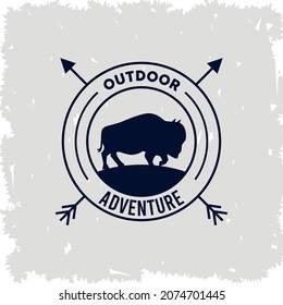 outdoor adventure emblem with buffalo