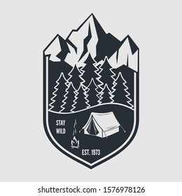 Outdoor adventure emblem. Vector illustration.