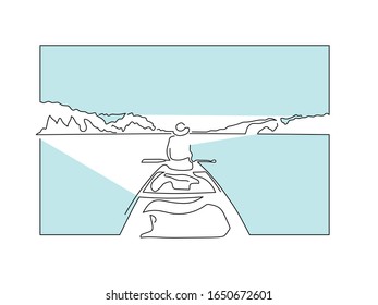 Outdoor adventure isolated line drawing, vector illustration design. Outdoor collection.