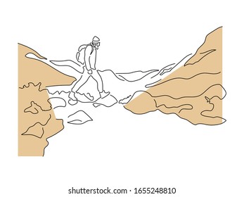 Outdoor adventure isolated line drawing, vector illustration design. Outdoor collection.