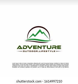 outdoor  adventure logo with mountain element