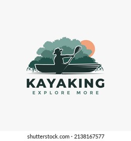 Outdoor adventure Mangrove kayaking logo vector logo on white background