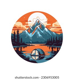 Outdoor Adventure Mountain Camping Vector Illustration