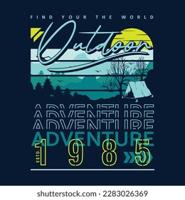 outdoor adventure mountain, forest, explorer,graphic typography, t shirt design vectors