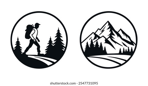 Aventura ao ar livre e Mountain Hiking Logo Se