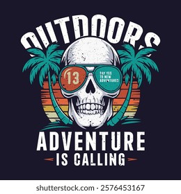 Outdoor Adventure Retro Beach T-Shirt Design Illustration