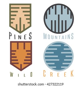 outdoor adventure rhythm style vector sticker set
