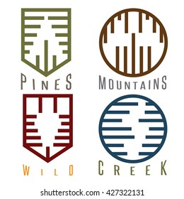 outdoor adventure rhythm style vector sticker set