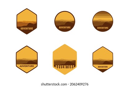 outdoor adventure set logo. Mountain illustration, outdoor adventure . Vector graphic for t shirt and other uses. 