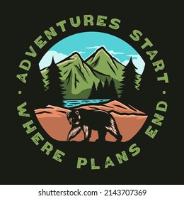 Outdoor Adventure Travel and wilde camping Badge Design