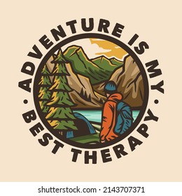 Outdoor Adventure Traveling and wildlife camping badge design