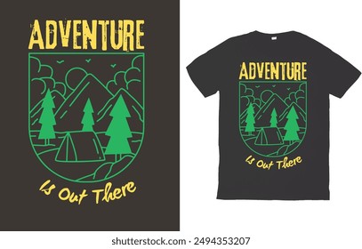 Outdoor adventure, t-shirt design, hiking apparel, camping gear, adventure clothing, nature enthusiasts, explorer shirt, wilderness design, travel apparel, outdoor exploration.