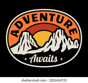 Outdoor adventure vector badge. Graphics for t shirt prints, stickers, posters and other uses.