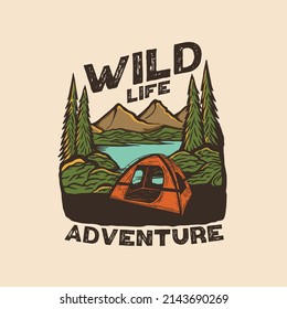 Outdoor Adventure wildlife camping design  Badge Logo 