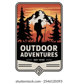 Outdoor adventures vector Outdoor adventures t shirt design and  Outdoor adventures logo design vintage style, mountain hiking design