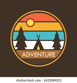 outdoor and adventures vintage logo design useful for t-shirt design or stickers