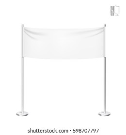 Outdoor advertising banners shield mockup, template. Illustration isolated on white background. Ready for your design. Product advertising