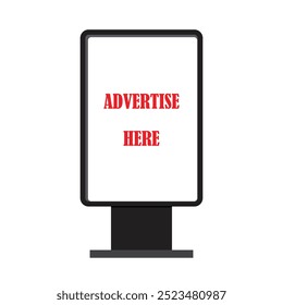 Outdoor advertising citylight with the text advertise here