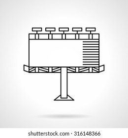 Outdoor advertising. Flat line vector icon. Big blank board with illumination. Elements for web design and business