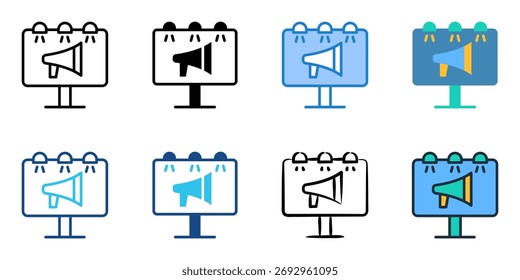 Outdoor advertising icon set multiple style collection 
