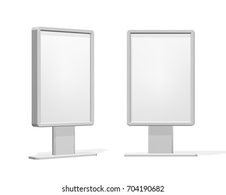 Outdoor advertising lightbox, POS. Isolated on white background. POI. Multimedia stand template. Vector illustration.