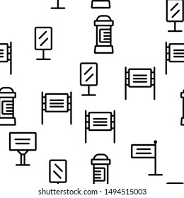 Outdoor Advertising Seamless Pattern Vector Contour Illustration