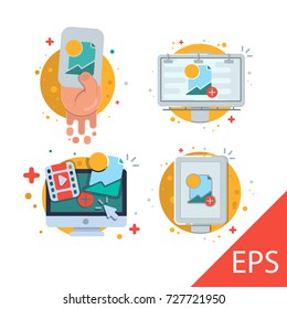 Outdoor advertising. Vector modern design illustration icons