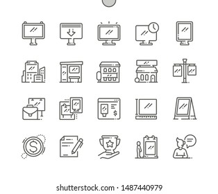 Außenwerbung Gut gestaltete Pixel Perfect Vector Thin Line Icons 30 2x Grid für Web Graphics und Apps. Einfaches Minimal-Piktogramm