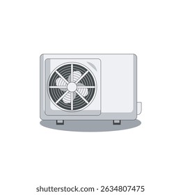 Outdoor air conditioner unit with ventilation fan, essential for cooling systems and HVAC setups. Ideal for energy-efficient climate control and exterior appliance illustrations.