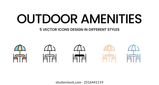 Outdoor-Annehmlichkeiten, Vektorsymbole bereit zur Verwendung, Vektorgrafik