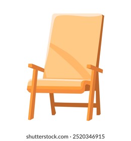 Outdoor armchair in flat design. Wooden chair for terrace or backyard seating. Vector illustration isolated.