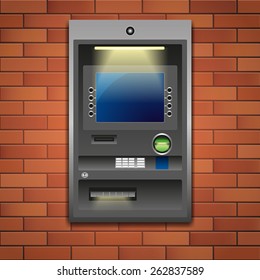 Outdoor ATM machine, deposit or withdrawal. Vector illustration