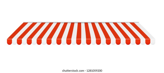 Outdoor Awnings Red And White Sunshade. Vector Illustration EPS10