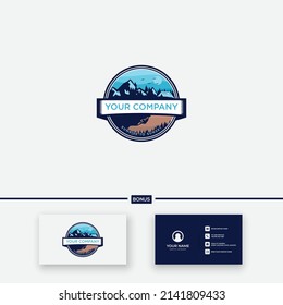 outdoor badge logo mountain rock emblem