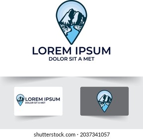 Outdoor badge with map pin shape illustration design template isolated on white background