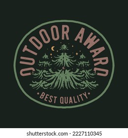 outdoor badge nature forest bonfire mountain vintage illustration design