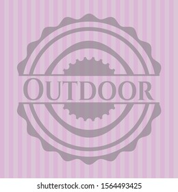 Outdoor badge with pink background. Vector Illustration. Detailed.
